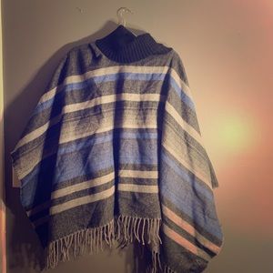 Blue and gray boutique poncho NEW